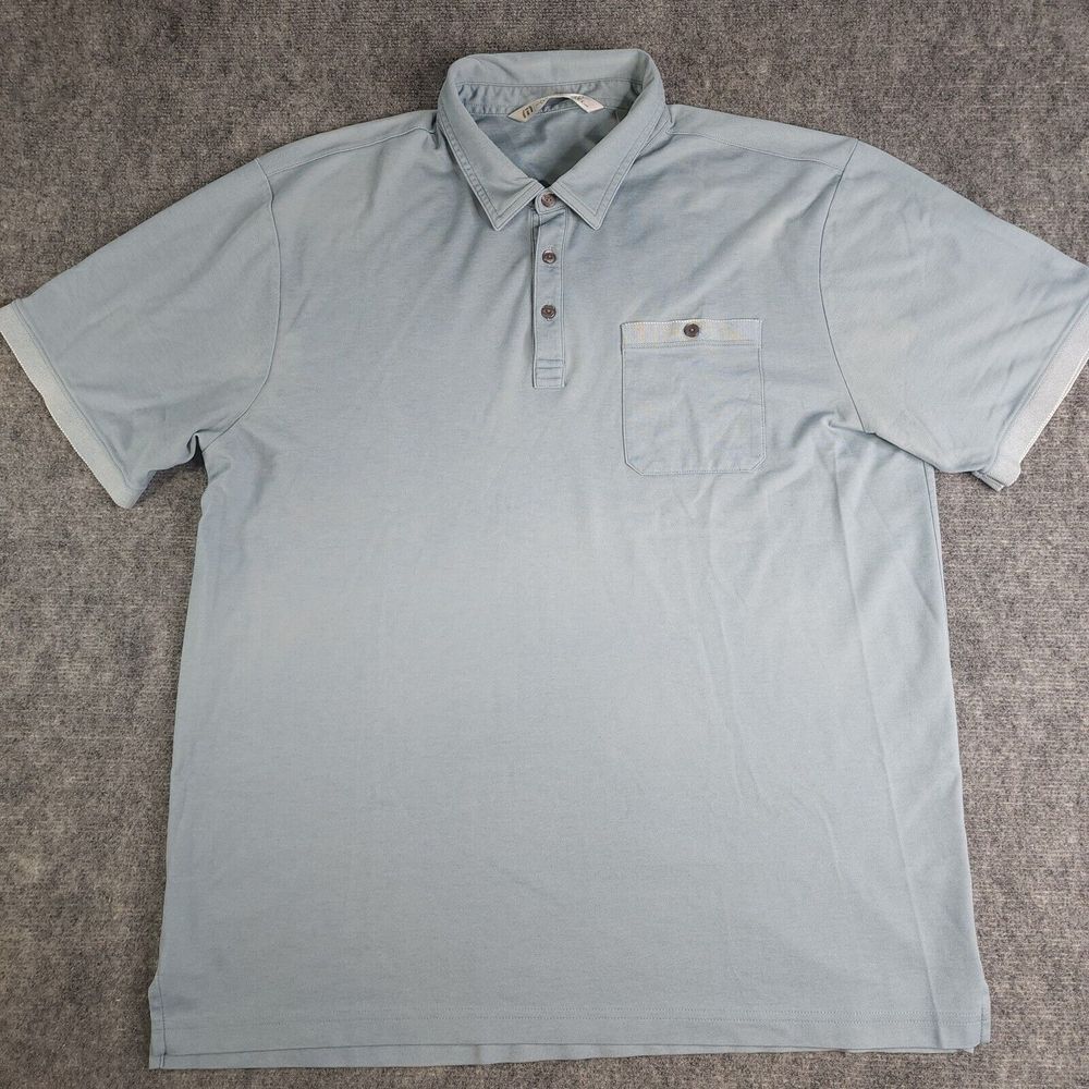 Travis Mathew Polo Shirt‎ 2XL Blue Short Sleeve Golf Pima Cotton Polyester